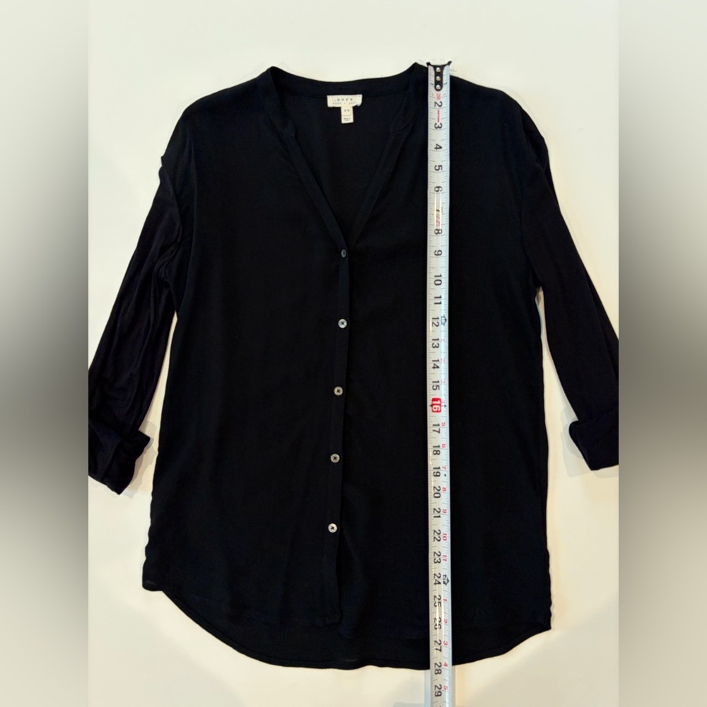 Soft Joie Black Women's Button Down V Neck 100% Viscose Size XS Quarter Sleeve - Picture 2 of 12